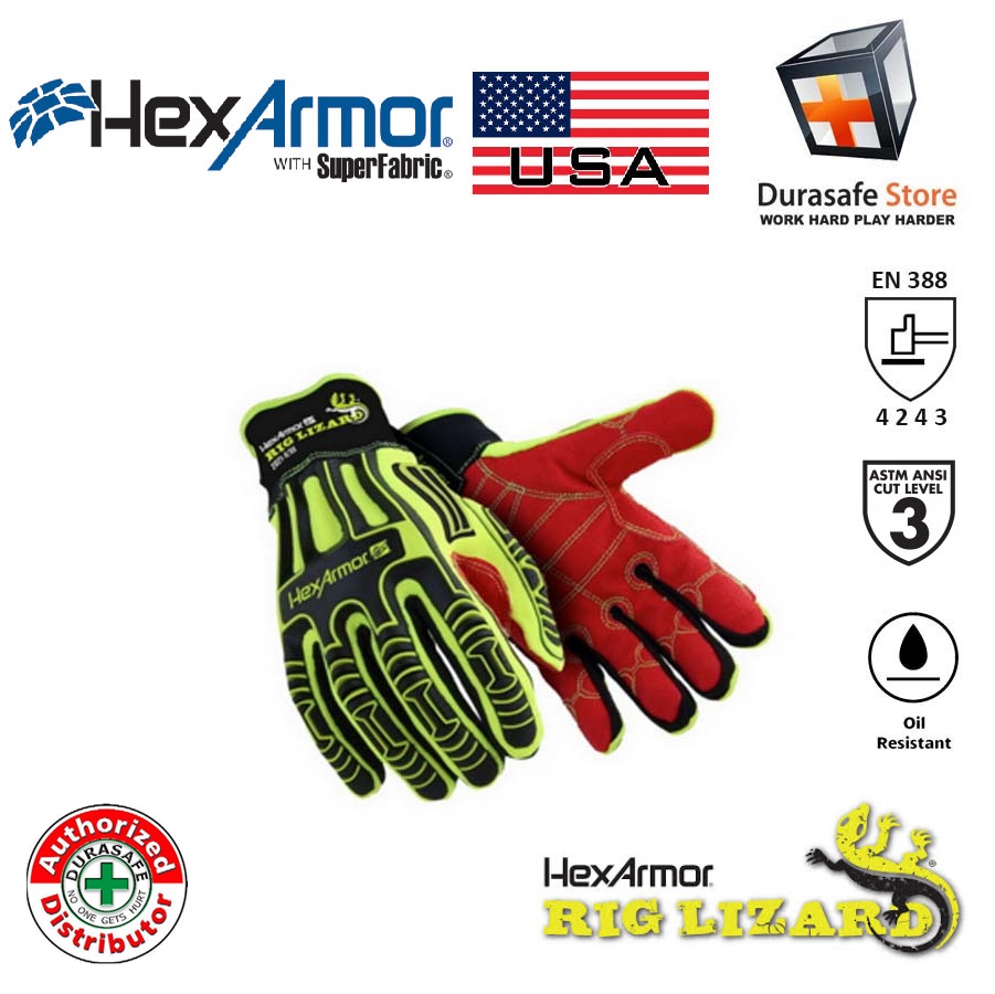 Hexarmor 2021 Rig Lizard Oil & Gas Industry Impact, Cut & Puncture Resistant Glove Yellow