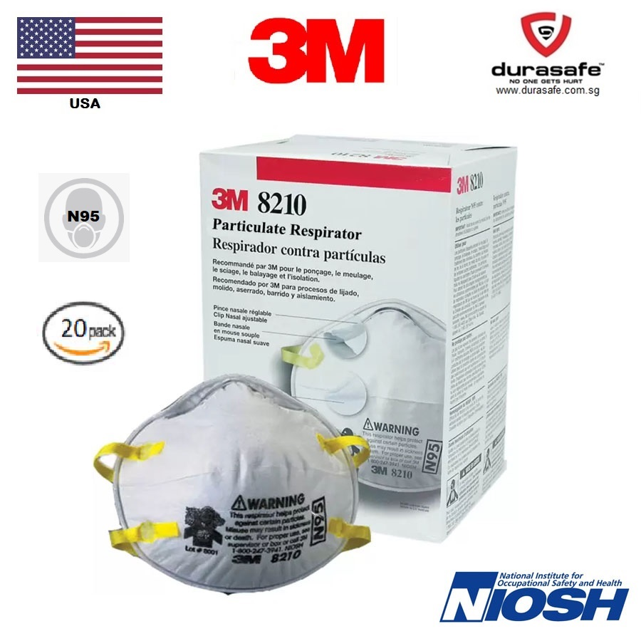 3M™ 8210 Disposable N95 Particulate Respirator, 20pc/Box, USA ...