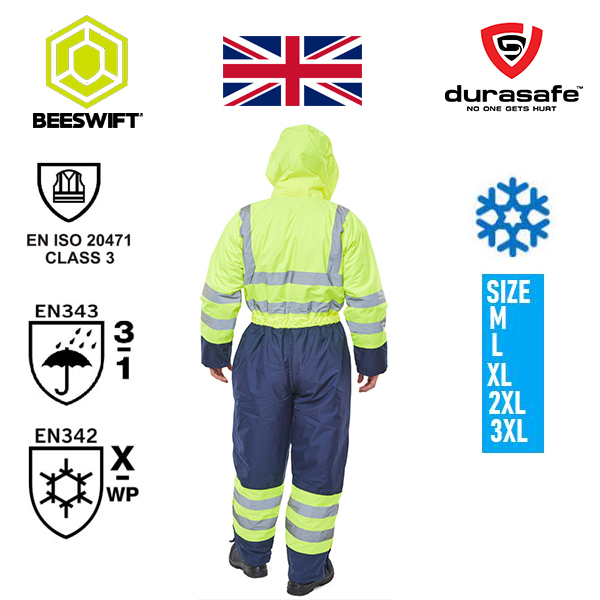 BEESWIFT (UK) BD900 Two Tone Hi-Viz Thermal Waterproof Winter Coverall ...