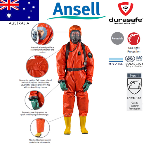 Ansell Alphatec Light Type Tr Reusable Gastight Protection Solas Approved Suit With Attached