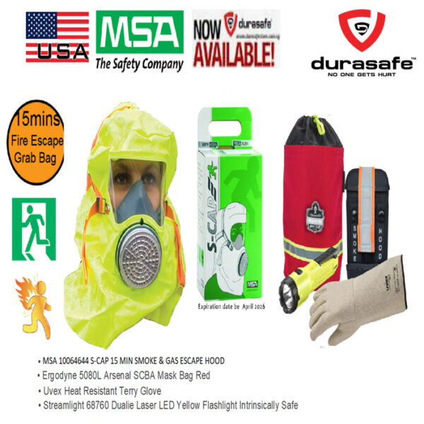 MSA 1006466 S-CAP 15Minutes Escape Hood Respirator kit (Oil & Gas ...
